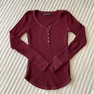 Maroon Waffle Long Sleeve